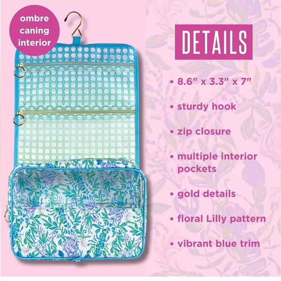 NWT Lilly Pulitzer Hanging Toiletry Bag Color: Resort White Just A Pinch - Picture 13 of 15